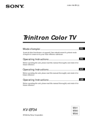 Sony Trinitron KV-EF34M91 Operating Instructions Manual