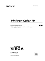 Sony Trinitron KV-HW21 Operating Instructions Manual