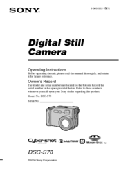 Sony DSC S70 - Cyber-shot 3.2MP Digital Camera Operating Instructions Manual