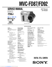 Sony FD Mavica MVC-FD92 Service Manual