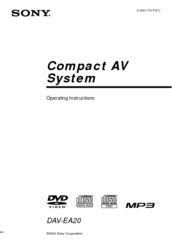 Sony DAV-EA20 Operating Instructions Manual