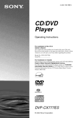 Sony CX777ES - DVP - DVD Changer Operating Instructions Manual