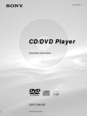 Sony DVP-CX870D - Cd/dvd Player Operating Instructions Manual
