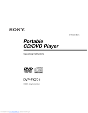 Sony DVP-FX701 Operating Instructions corrections (pg.9: disposal) Operating Instructions Manual