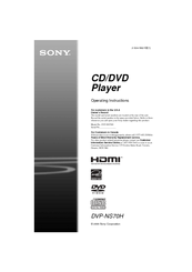 Sony DVP-NS70H - Cd/dvd Player Operating Instructions Manual