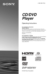 Sony DVP-NS975V Operating Instructions Manual