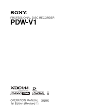 Sony XDCAM PDW-V1 Operation Manual