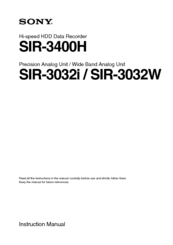 Sony SIR-3032W Instruction Manual
