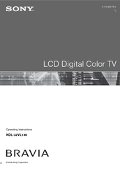 Sony KDL-32VL140 - Bravia Lcd Television Operating Instructions Manual