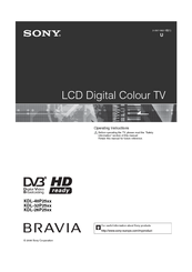 Sony Bravia KDL-26P25xx Operating Instructions Manual
