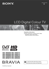 Sony Bravia KDL-46S2030 Operating Instructions Manual