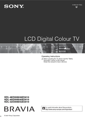 Sony Bravia KDL-46D3010 Operating Instructions Manual