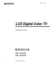 Sony BRAVIA KDL-40V2500 Operating Instructions Manual