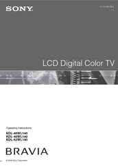 Sony KDL-40WL140 - Bravia Lcd Television Operating Instructions Manual