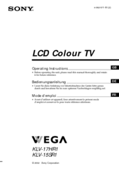 Sony WEGA KLV 15SR1 Operating Instructions Manual