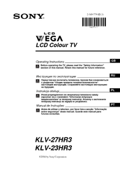 Sony WEGA KLV-27HR3 Operating Instructions Manual