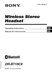 Sony BT10CX - DR - Headset Operating Instructions Manual