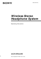 Sony MDR-RF830RK Operating Instructions Manual