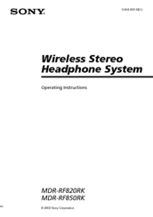 Sony MDR-RF820RK Operating Instructions Manual
