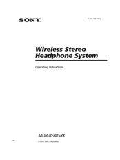 Sony MDR-RF885RK Operating Instructions Manual