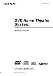 Sony DAV-BC250 - Dvd Home Theater System Operating Instructions Manual