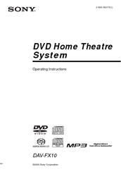Sony DAV-FX10 - Dvd Dream System Operating Instructions Manual