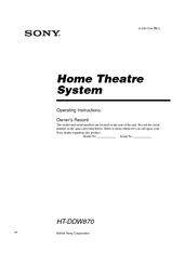Sony HT-DDW870 Operating Instructions Manual