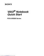 Sony PCG-GR270 Quick Start Manual