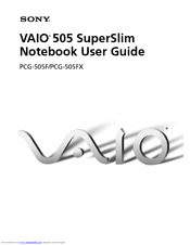 Sony VAIO 505 SuperSlim User Manual