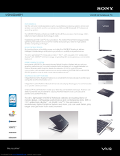 Sony VAIO VGN-SZ645P1 Specification Sheet