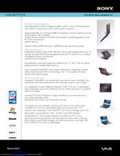 Sony VGN-SZ791N - VAIO SZ Series Specification Sheet