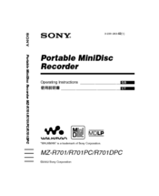 Sony MZ-R701PC Operating Instructions Manual