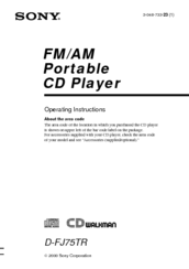 Sony D-FJ75TR - Fm/am Portable Cd Player Operating Instructions Manual