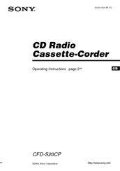 Sony CFD-S20CP - Cd Radio Cassette-corder Operating Instructions Manual