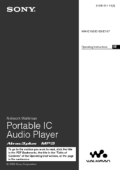 Sony NW-E107 - Network Walkman 1 GB Digital Music Player Operating Instructions Manual