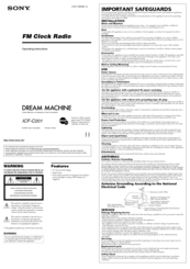 Sony Dream Machine ICF-C201 Operating Instructions