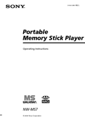 Sony NW-MS7 - Memory Stick Walkman Operating Instructions Manual