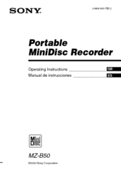 Sony MZ-B50 Operating Instructions Manual