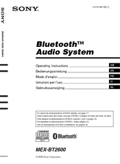 Sony MEXBT2600 - Bluetooth CD Receiver Operating Instructions Manual