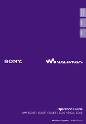 Sony NW-E005F - 2gb, Fm Tuner Network Walkman Operation Manual