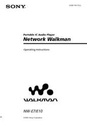 Sony Walkman NW-E7 Operating Instructions Manual