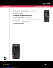 Sony Walkman NWZ-A816BLK Specifications