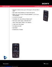 Sony Walkman NWZ-A818BLK Specifications