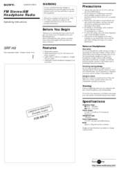 Sony Walkman SRF-H3 Getting Started