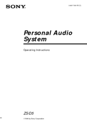 Sony ZS-D5 Operating Instructions Manual