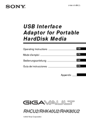 Sony Gigavault Gigavault RHK40U2 Operating Instructions Manual