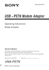 Sony UNA-PSTN Operating Instructions Manual