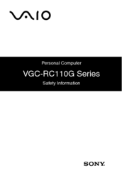 Sony VGC-RC110GX - Vaio Desktop Computer Safety Information Manual