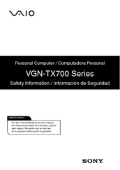 Sony VAIO VGN-TX750FP Safety Information Manual