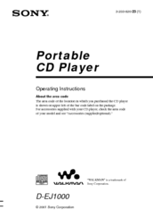 Sony D-EJ1000 - Portable Cd Player Operating Instructions Manual
